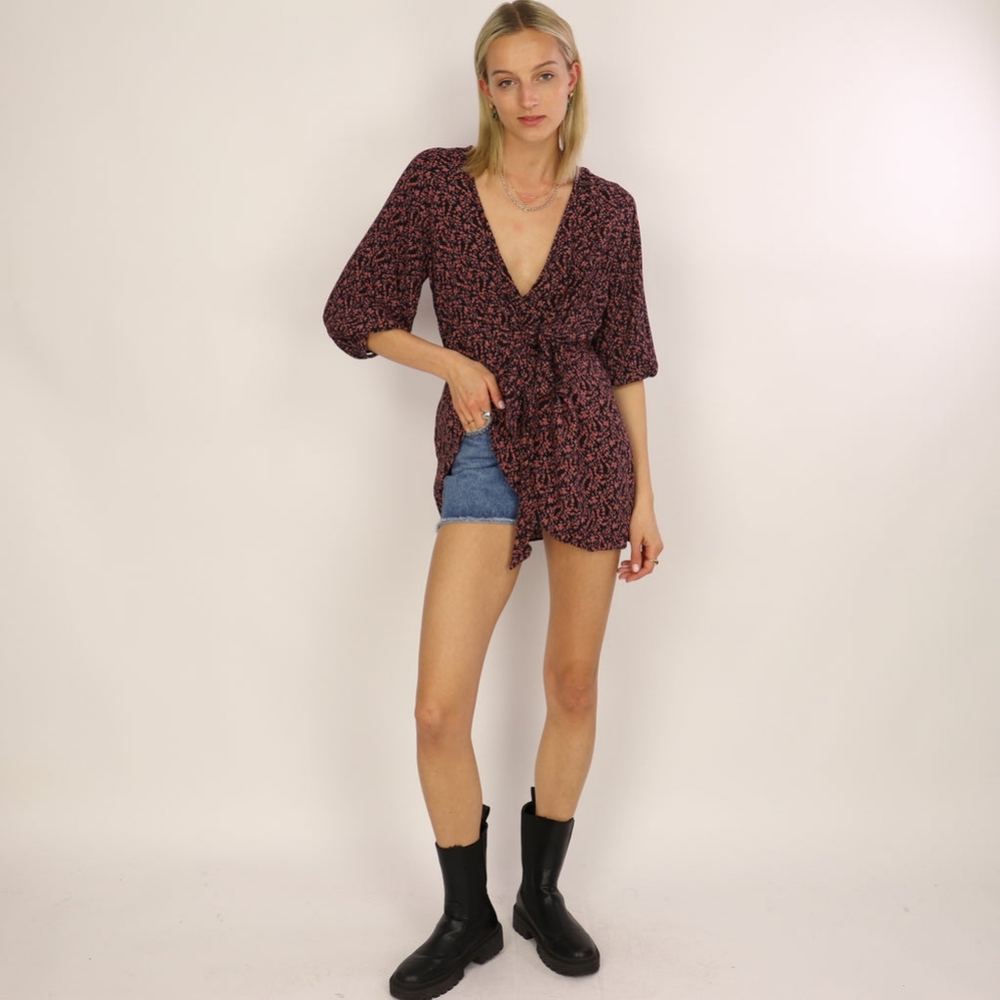 Free People Clara Dress Black And Red Mini Dress Women's Size Small - Picture 2 of 9